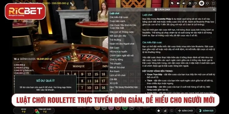 Luật chơi Roulette trực tuyến đơn giản, dễ hiểu cho người mới
