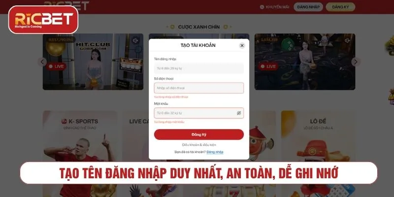 Tạo tên đăng nhập duy nhất, an toàn, dễ ghi nhớ