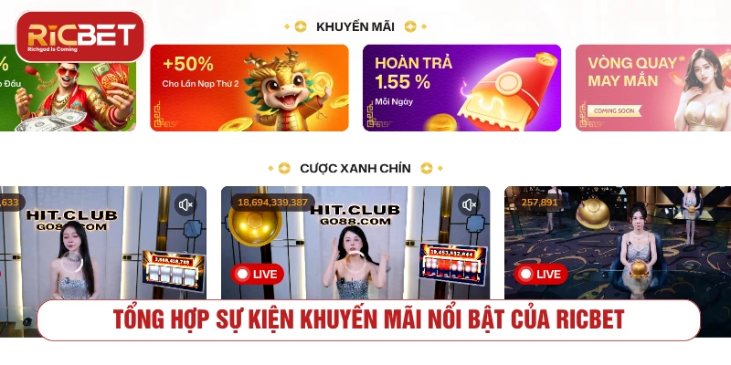 Tổng hợp sự kiện khuyến mãi nổi bật của RICBET