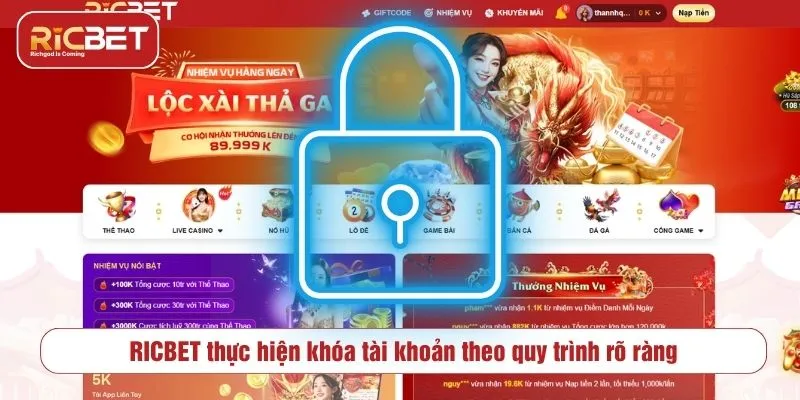 RICBET Khóa Tài Khoản Không? Nguyên Nhân Và Cách Xử Lý RICBET thực hiện khóa tài khoản theo quy trình rõ ràng